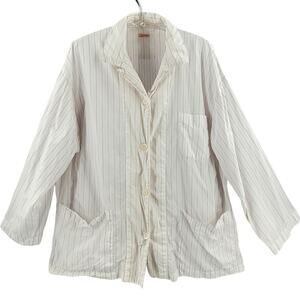 Vintage Esprit White & Purple Stripe Oversized Long-Sleeve Men’s Shirt Pajama